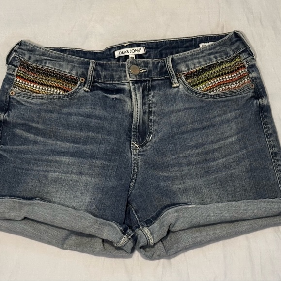 Dear John Boho “Ava” Jean Shorts with Multicolor Embroidery Sz 28 - Picture 2 of 5